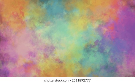 Colorful watercolor render background. Abstract watercolor sunset sky in orange purple blue color background.	