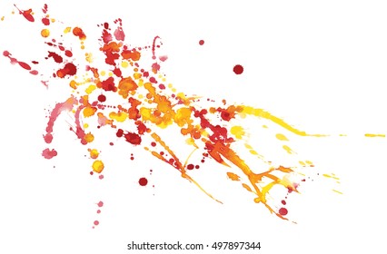 Colorful watercolor splash on white paper. Vector illustration