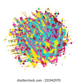 Colorful watercolor splash, paint stain isolated on a white background. Art abstract. Firework 