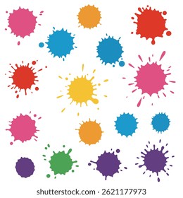 Colorful watercolor splashes isolated on white background. Vector  background made of watercolor rainbow blobs.