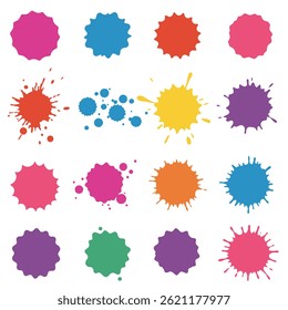 Colorful watercolor splashes isolated on white background. Vector  background made of watercolor rainbow blobs.