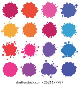 Colorful watercolor splashes isolated on white background. Vector  background made of watercolor rainbow blobs.