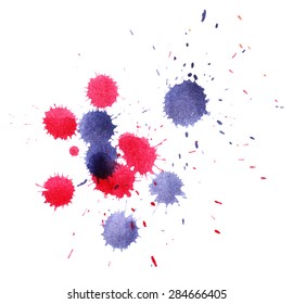 Colorful watercolor splashes isolated on white background. Vector  illustration.