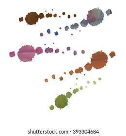 Colorful watercolor splashes isolated on white background. Vector illustration.  
