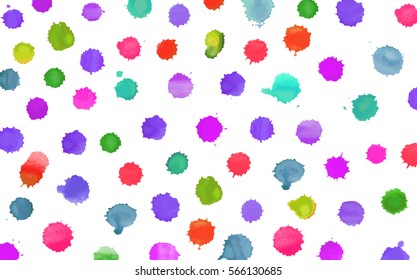 Colorful watercolor splashes isolated on white background.Vector illustration