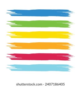 Coloridas salpicaduras de acuarela. Coloridas pinceladas de pincel de acuarela vectorial. Los colores del arcoiris pintan la acuarela. Resaltar los trazos de pincel está aislado en un fondo blanco