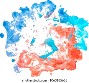 Colorful watercolor spots hand drawn paper texture isolated on white background, stain for text design, web, label, card, backdrop, tag. Eps 10 vector illustration,