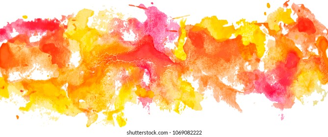 Colorful watercolor spots hand drawn paper texture isolated on white background, stain row for text design, web, label, card, backdrop, tag. EPS 10 vector illustration.