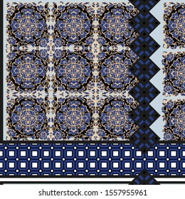 Colorful watercolor square pattern. Oriental vintage round carpet. Hand drawn floral abstract persian background. Textile ottoman motif. Tribal flores backdrop rug. For cushion cover  batik pillowcase