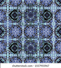 Colorful watercolor square pattern. Oriental vintage round carpet. Hand drawn floral abstract persian background. Textile ottoman motif. Tribal flores backdrop rug. For cushion cover  batik pillowcase