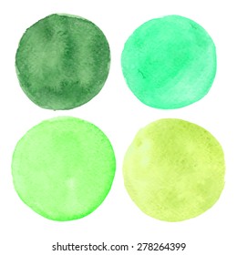 Colorful watercolor stain collection. Hand-painted isolated vector circles set.