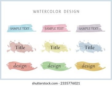Colorful watercolor stains and brush strokes. Set of design elements for social media, headline, presentation.