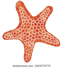 Colorful Watercolor Starfish Illustration,perfect for marine-themed design projects and decorations.