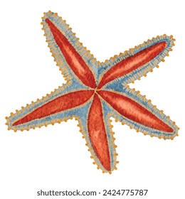 Colorful Watercolor Starfish Illustration,perfect for marine-themed design projects and decorations.