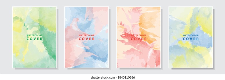 colorful watercolor style cover art template design set collection background vector
