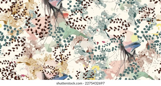 Colorful watercolor surface in a seamless pattern. Repeatable background. Vector illustration