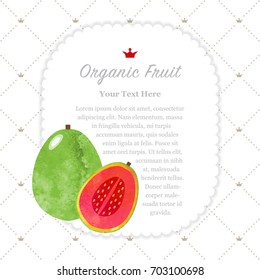 Colorful watercolor texture nature organic fruit memo frame red guava