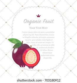 Colorful watercolor texture nature organic fruit memo frame strawberry guava