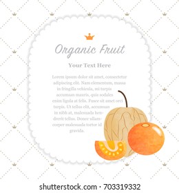 Colorful watercolor texture nature organic fruit memo frame cape gooseberry physalis