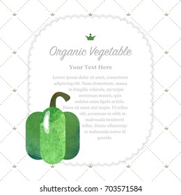 Colorful watercolor texture nature organic vegetable memo frame green pepper