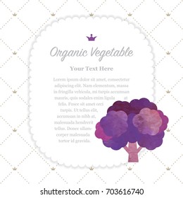 Colorful watercolor texture nature organic vegetable memo frame purple broccoli