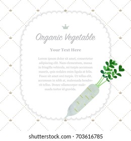 Colorful watercolor texture nature organic vegetable memo frame daikon radish