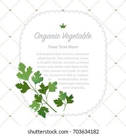 Colorful watercolor texture nature organic vegetable memo frame cilantro coriander