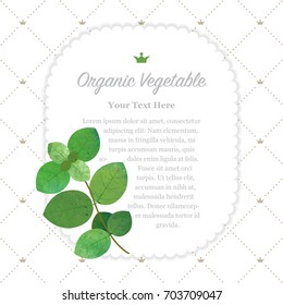 Colorful watercolor texture nature organic vegetable memo frame oregano