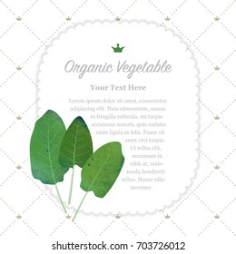 Colorful watercolor texture nature organic vegetable memo frame sorrel