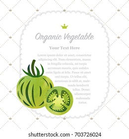 Colorful watercolor texture nature organic vegetable memo frame zebra green tomato