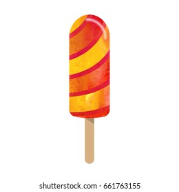 Colorful watercolor texture vector ice cream sweet summer dessert