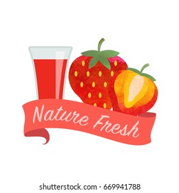 Colorful watercolor texture vector nature organic fresh fruit juice banner strawberry