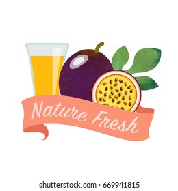 Colorful watercolor texture vector nature organic fresh fruit juice banner passion fruit