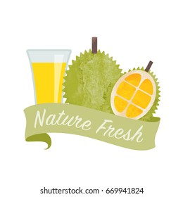 Colorful watercolor texture vector nature organic fresh fruit juice banner durian
