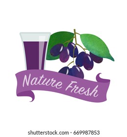 Colorful watercolor texture vector nature organic fresh fruit juice banner jambolan plum