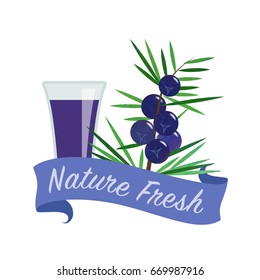 Colorful watercolor texture vector nature organic fresh fruit juice banner juniper berry