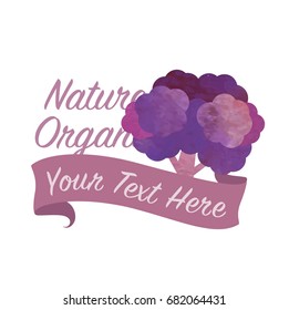 Colorful watercolor texture vector nature organic vegetable banner purple broccoli