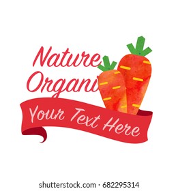 Colorful watercolor texture vector nature organic vegetable banner carrot