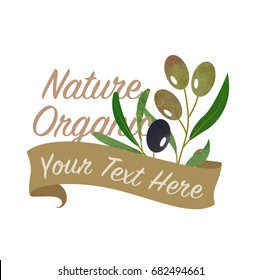 Colorful watercolor texture vector nature organic vegetable banner olive