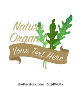 Colorful watercolor texture vector nature organic vegetable banner arugula ruccola leaf