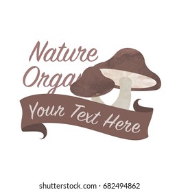 Colorful watercolor texture vector nature organic vegetable banner boletus mushroom