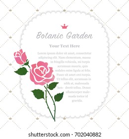 Colorful watercolor texture vector nature botanic garden memo frame pink rose