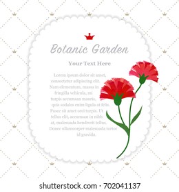 Colorful watercolor texture vector nature botanic garden memo frame red carnations