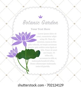 Colorful watercolor texture vector nature botanic garden memo frame purple lotus