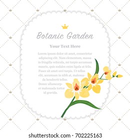 Colorful watercolor texture vector nature botanic garden memo frame yellow orchid