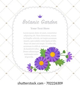 Colorful watercolor texture vector nature botanic garden memo frame purple daisy
