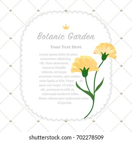 Colorful watercolor texture vector nature botanic garden memo frame yellow carnations
