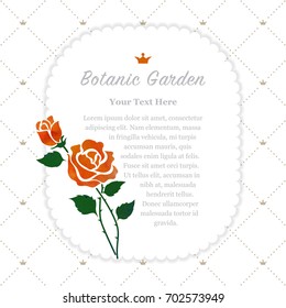 Colorful watercolor texture vector nature botanic garden memo frame orange rose