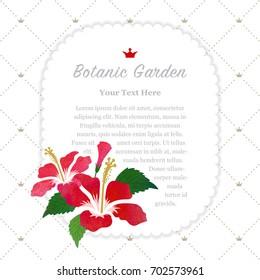 Colorful watercolor texture vector nature botanic garden memo frame red hibiscus