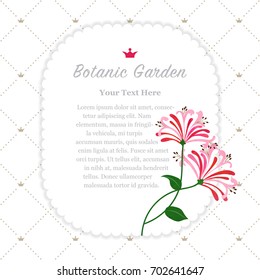 Colorful watercolor texture vector nature botanic garden memo frame pink honeysuckle